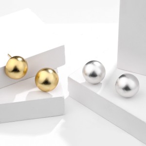 Vintage Dull Polish Semisphere Stud Earring 40400065 Vintage Dull Polish Semisphere Stud Earring 40400065