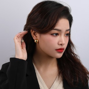 Vintage Dull Polish Semisphere Stud Earring 40400065 Vintage Dull Polish Semisphere Stud Earring 40400065