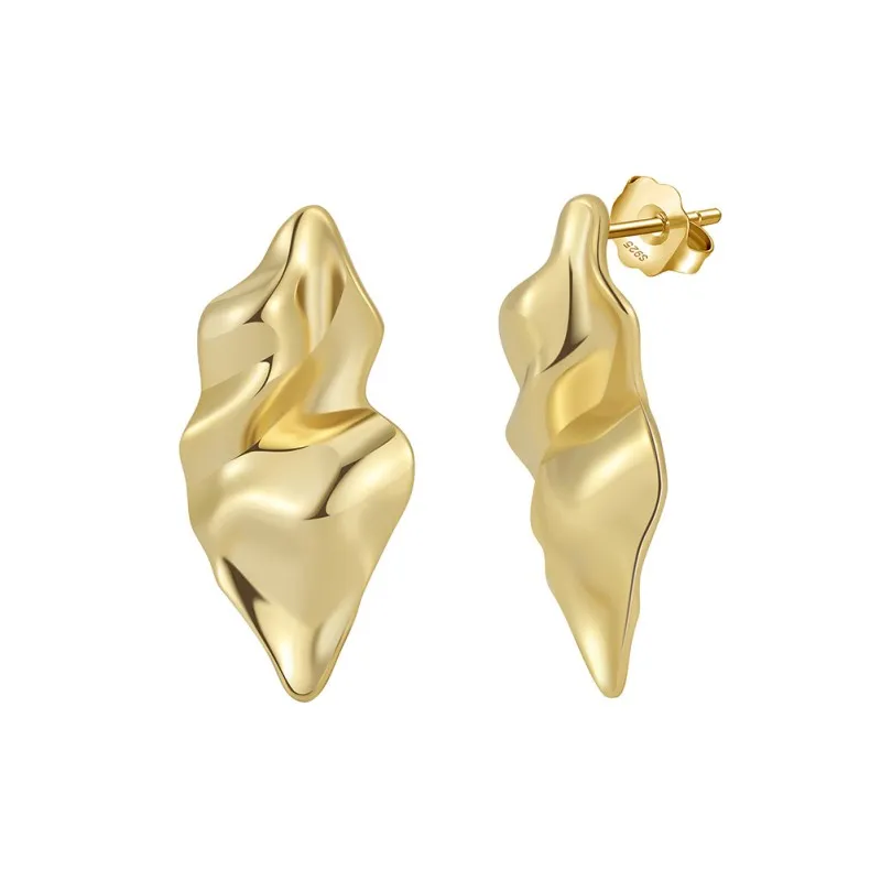 S925 Irregularly Wrinkled Stud Earrings 40400081