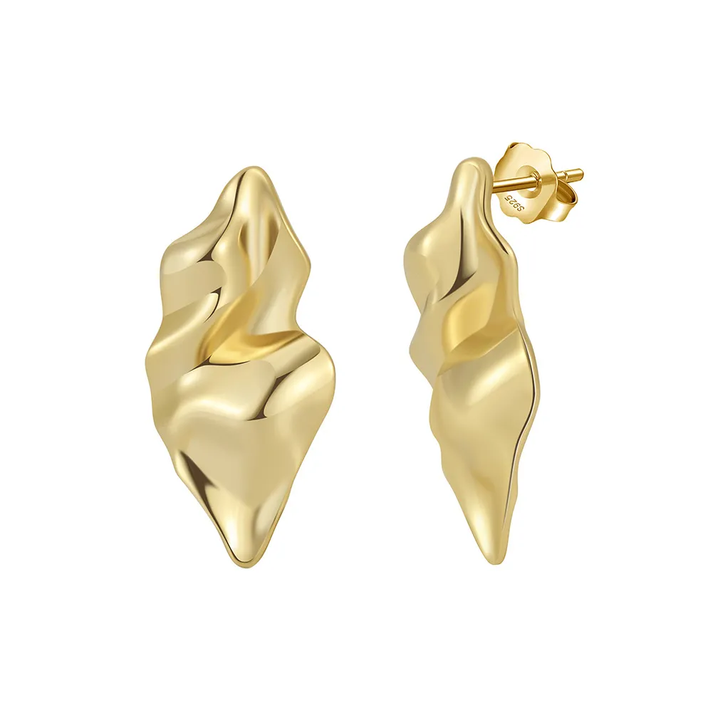 S925 Irregularly Wrinkled Stud Earrings 40400081