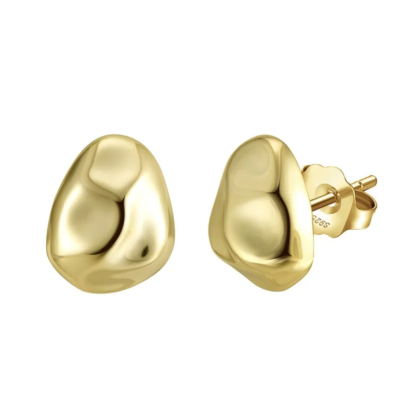 S925 Geometric Hammered Stud Earring 40400084