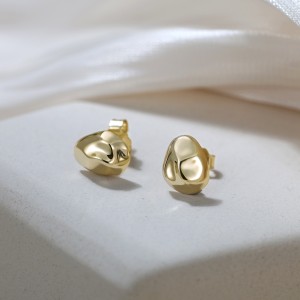S925 Geometric Hammered Stud Earring 40400084