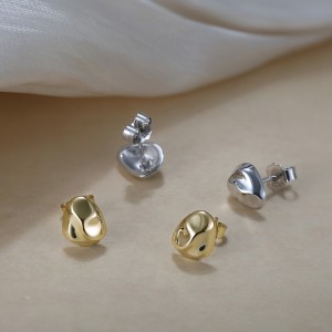 S925 Geometric Hammered Stud Earring 40400084