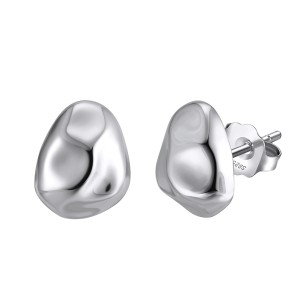 S925 Geometric Hammered Stud Earring 40400084