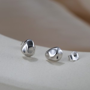 S925 Geometric Hammered Stud Earring 40400084