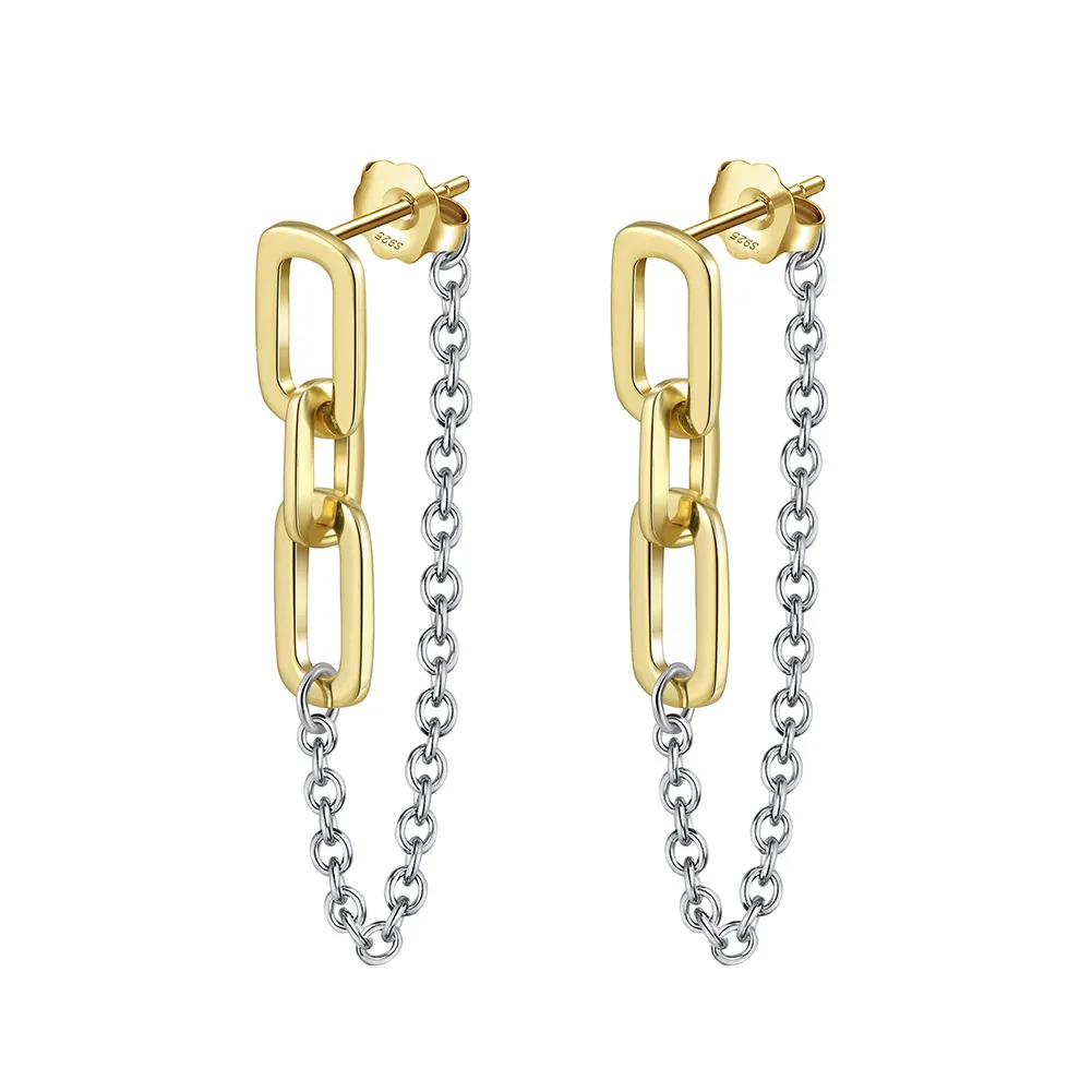 S925 Linked Chain Tassel Stud Earring 40400085
