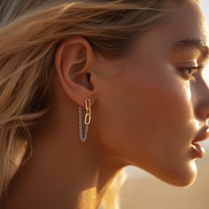 S925 Linked Chain Tassel Stud Earring 40400085