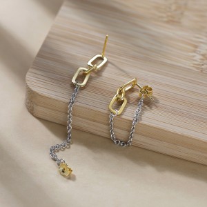 S925 Linked Chain Tassel Stud Earring 40400085