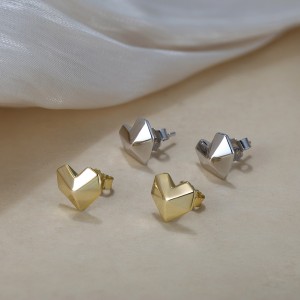 S925 Geometric Heart-shaped Stud Earrings 40400086