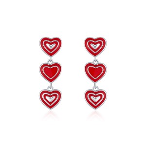 S925 Lovely Enamel Heart Stud Earring 40400088