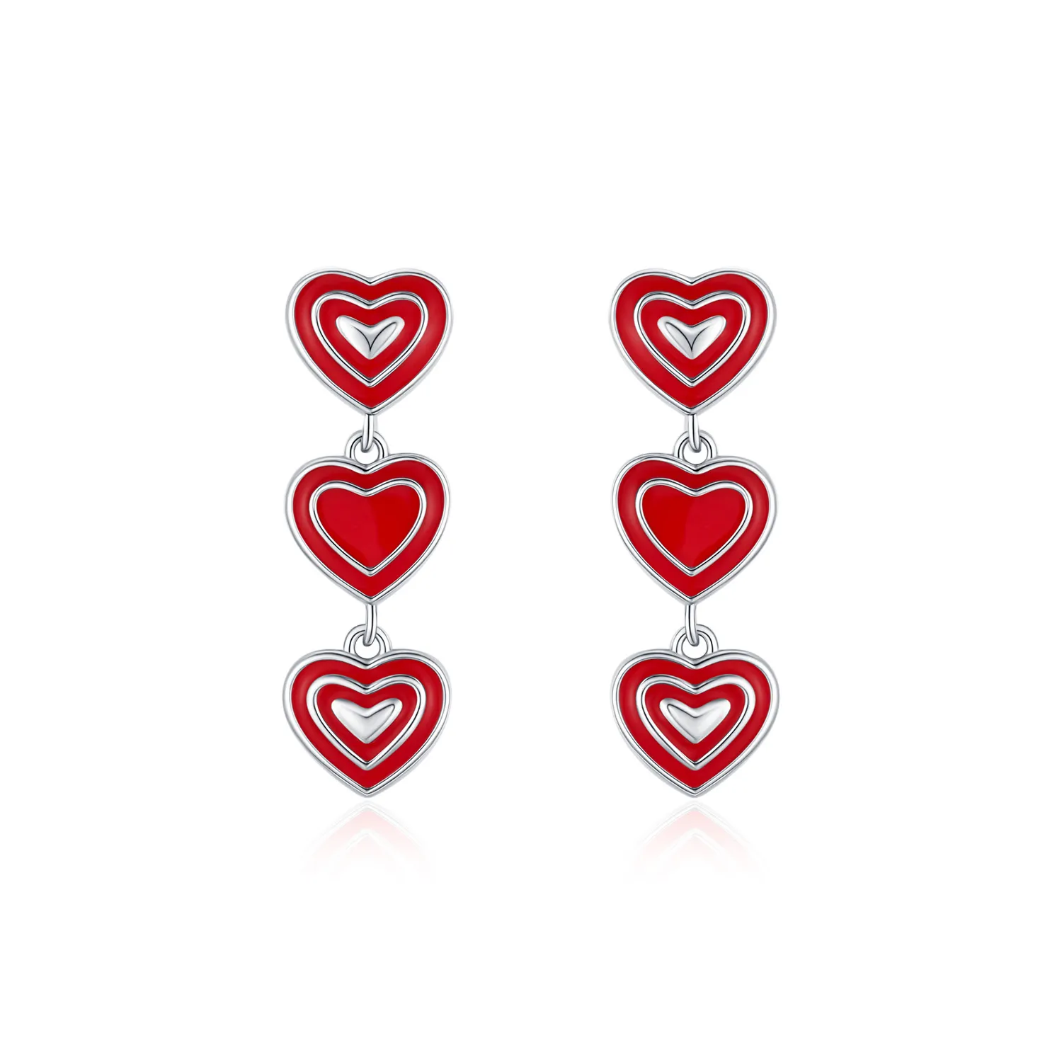 S925 Lovely Enamel Heart Stud Earring 40400088