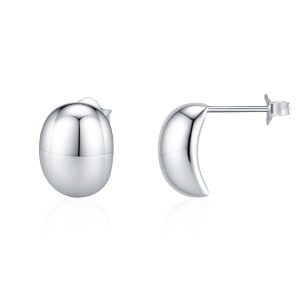 925 Sterling Silver Mirror Beans Stud Earring 40400089