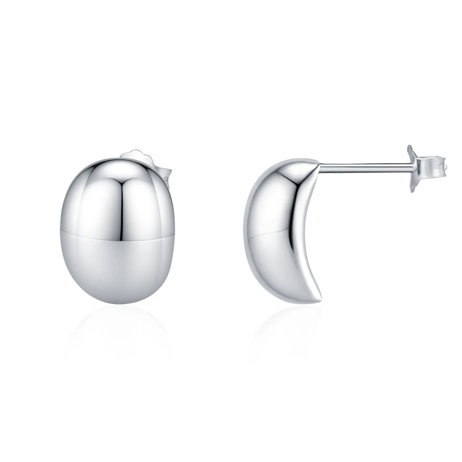 925 Sterling Silver Mirror Beans Stud Earring 40400089