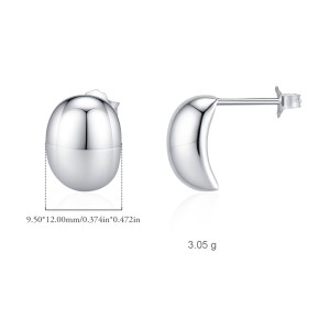 925 Sterling Silver Mirror Beans Stud Earring 40400089