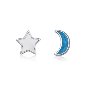 925 Sterling Silver Sweet Moon Star Stud Earring 40400091