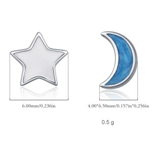925 Sterling Silver Sweet Moon Star Stud Earring 40400091
