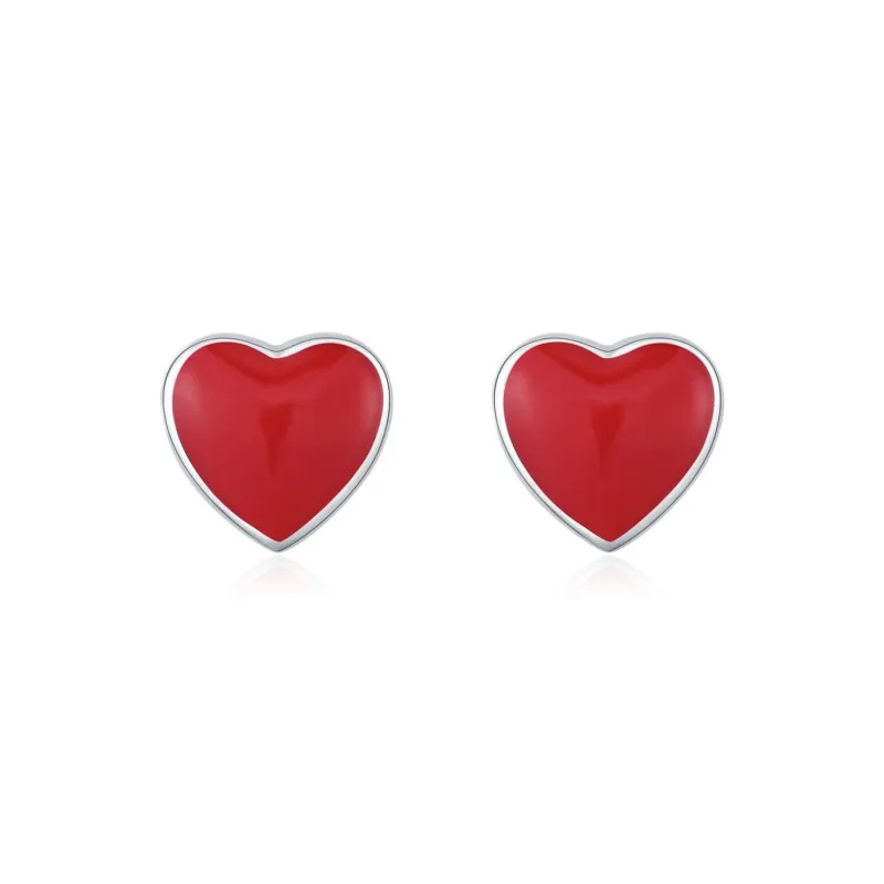 925 Sterling Silver Love Heart Stud Earring 40400092