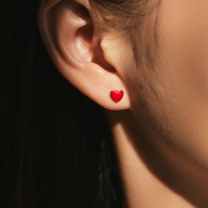 925 Sterling Silver Love Heart Stud Earring 40400092