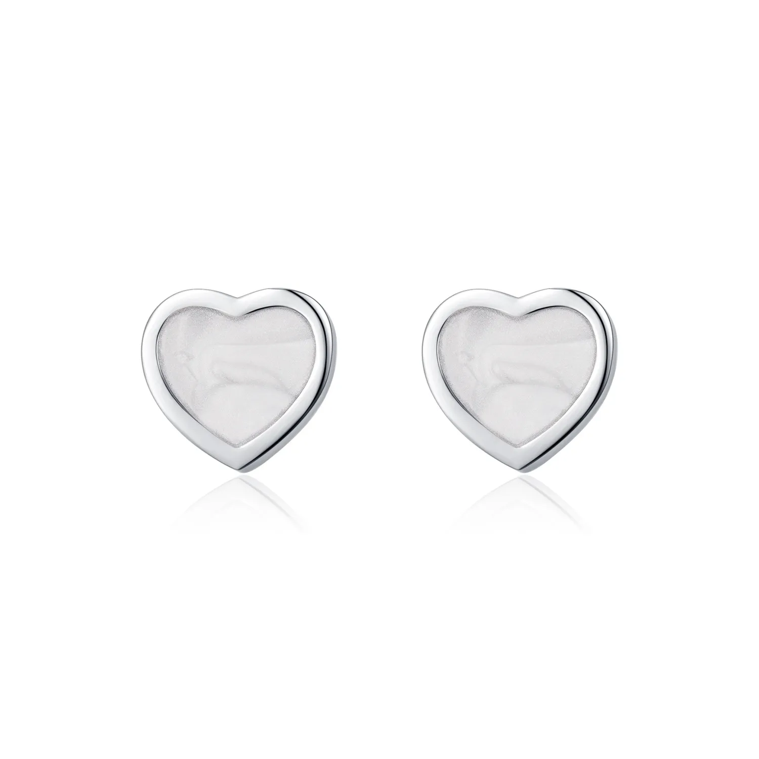 925 Sterling Silver Marble Pattern Heart Stud Earring 40400093