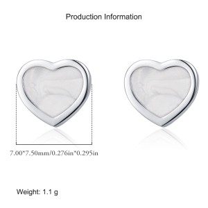 925 Sterling Silver Marble Pattern Heart Stud Earring 40400093