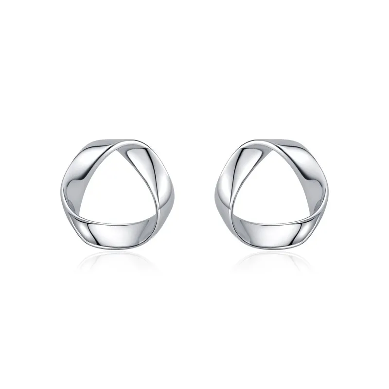 925 Sterling Silver Geometric Wave Stud Earring 40400095