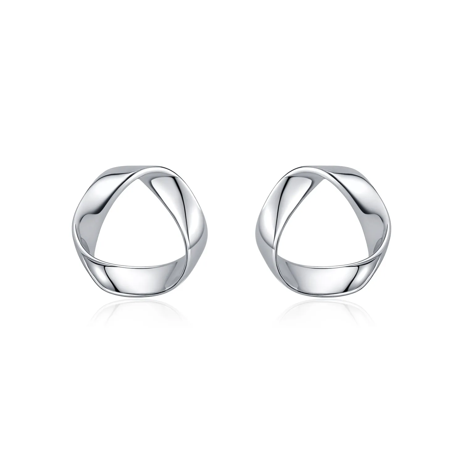 925 Sterling Silver Geometric Wave Stud Earring 40400095