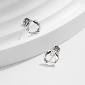 925 Sterling Silver Geometric Wave Stud Earring 40400095