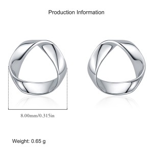 925 Sterling Silver Geometric Wave Stud Earring 40400095