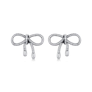925 Sterling Silver Vintage Twisted Bow Stud Earring 40400096