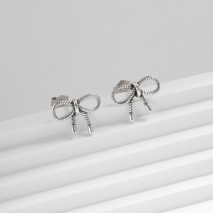 925 Sterling Silver Vintage Twisted Bow Stud Earring 40400096