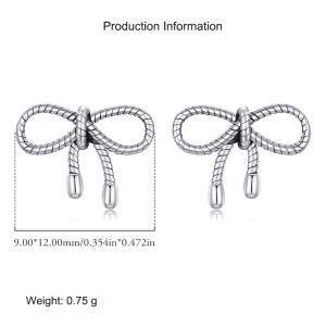 925 Sterling Silver Vintage Twisted Bow Stud Earring 40400096