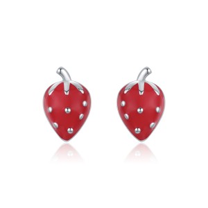 925 Sterling Silver Sweet Strawberry Stud Earring 40400098