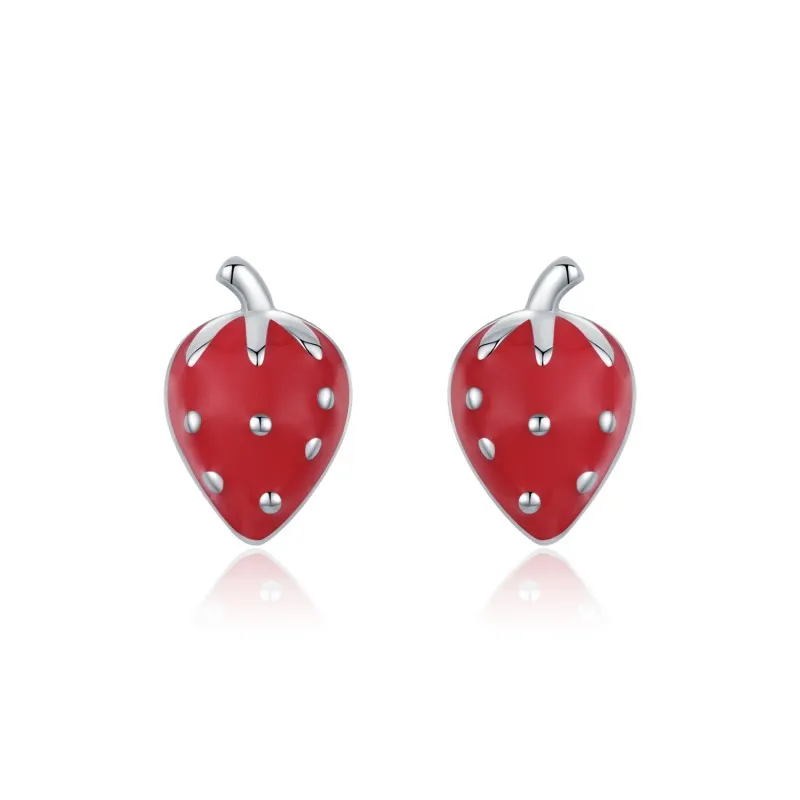 925 Sterling Silver Sweet Strawberry Stud Earring 40400098
