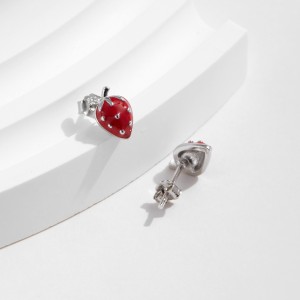 925 Sterling Silver Sweet Strawberry Stud Earring 40400098