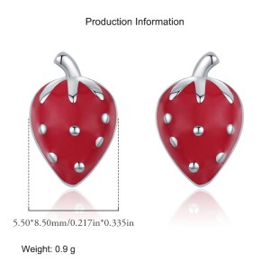 925 Sterling Silver Sweet Strawberry Stud Earring 40400098