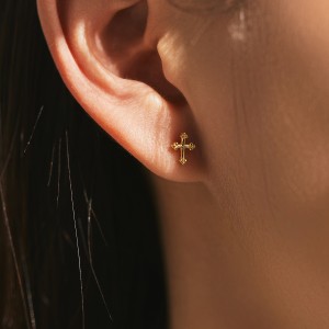 925 Sterling Silver Mini Cross Stud Earring 40400099