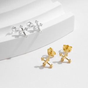 925 Sterling Silver Mini Cross Stud Earring 40400099