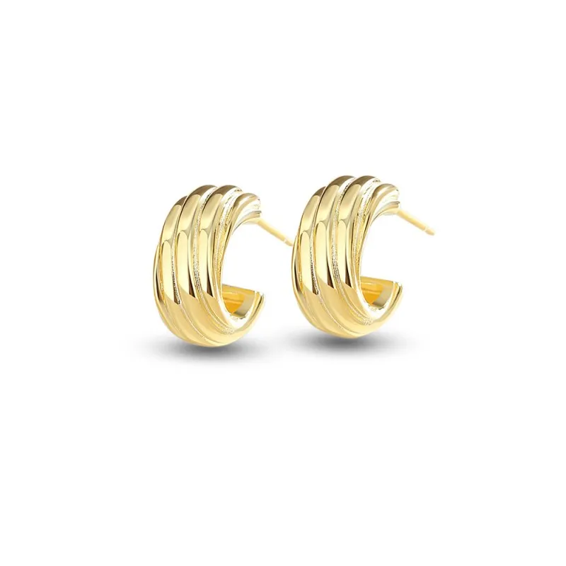 925 Sterling Silver Waves Stud Earring 40400101