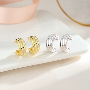 925 Sterling Silver Waves Stud Earring 40400101