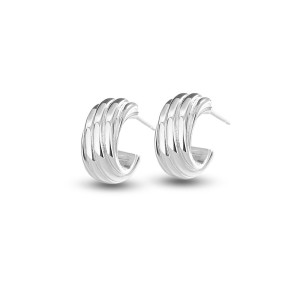 925 Sterling Silver Waves Stud Earring 40400101