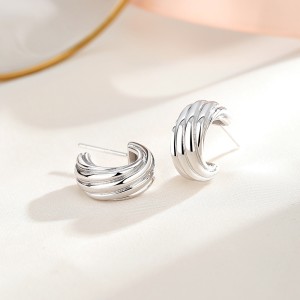 925 Sterling Silver Waves Stud Earring 40400101