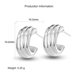 925 Sterling Silver Waves Stud Earring 40400101