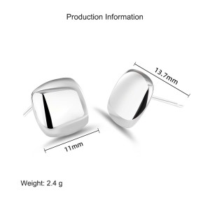 925 Sterling Silver Geometric Square Stud Earring 40400102