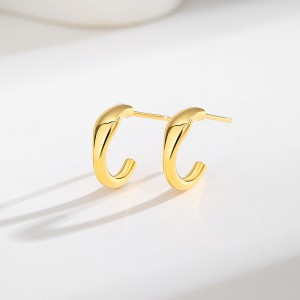 925 Sterling Silver Half Circle Stud Earring 40400104