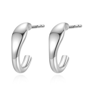 925 Sterling Silver Half Circle Stud Earring 40400104