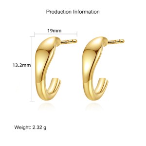 925 Sterling Silver Half Circle Stud Earring 40400104