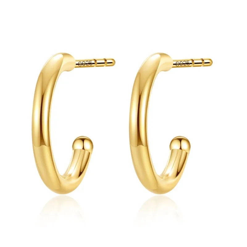 925 Sterling Silver C-shaped Stud Earring 40400105