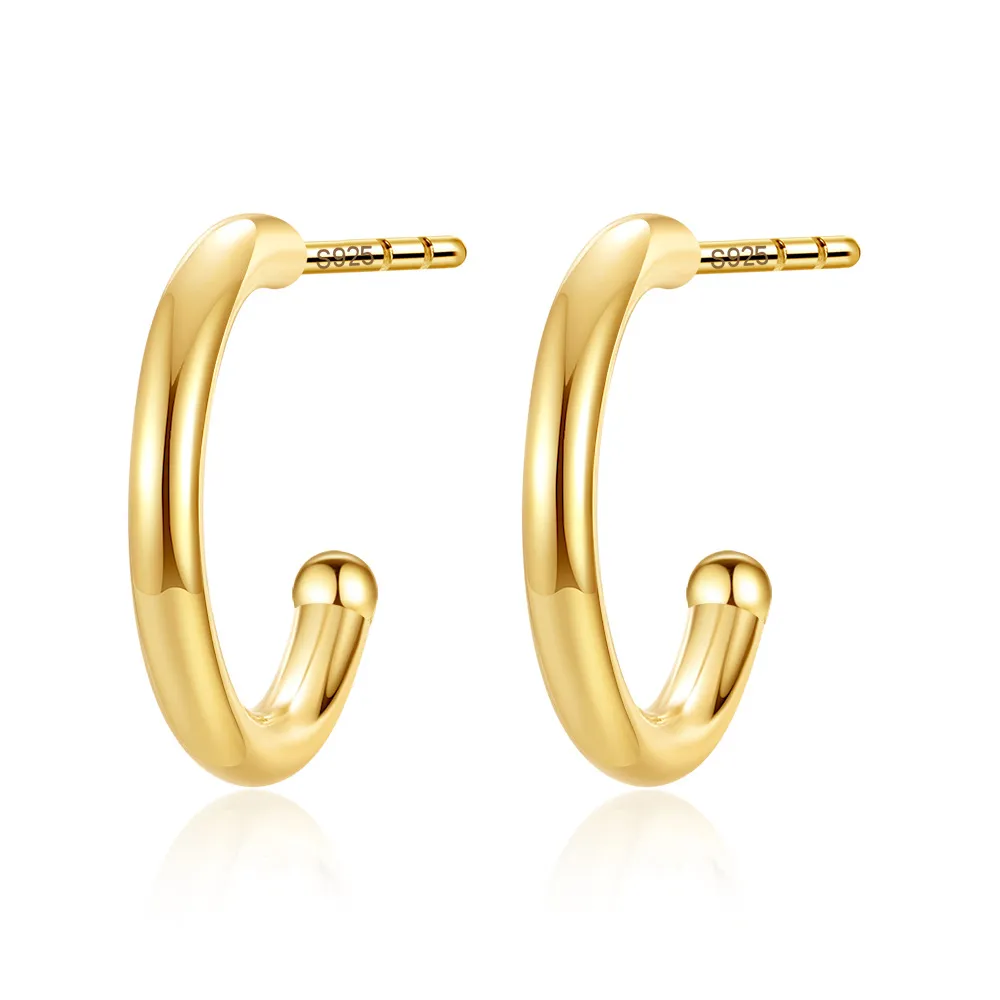 925 Sterling Silver C-shaped Stud Earring 40400105