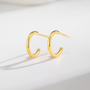 925 Sterling Silver C-shaped Stud Earring 40400105