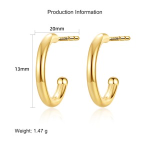 925 Sterling Silver C-shaped Stud Earring 40400105